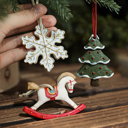  Resin Vintage Christmas Painted Pendant 