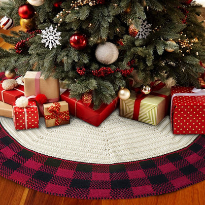 Cozy Knitted Christmas Tree Skirt - patchandbagel