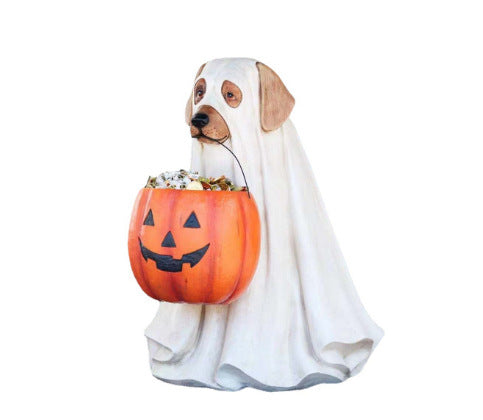  Puppy Pumpkin Candy Bowl & Bag Cat Storage Halloween Ornament 