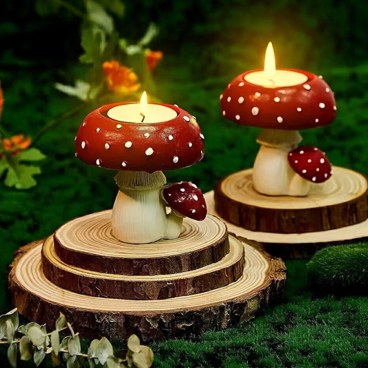  Mushroom Candlestick Resin Ornament 