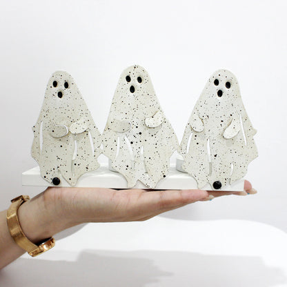  Halloween Triplet Ghosts Candlestick Holder 