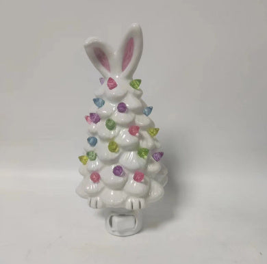  Easter Bunny Shape Ceramic Tree Decorations Spring Easter Bunny Glow Ornaments Easter Bunny Tree 