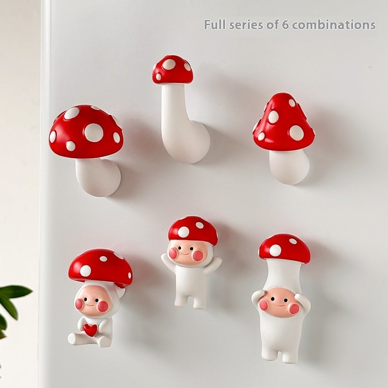  3D Cute Creative Red Mushroom Cartoon Refridgerator Magnets 