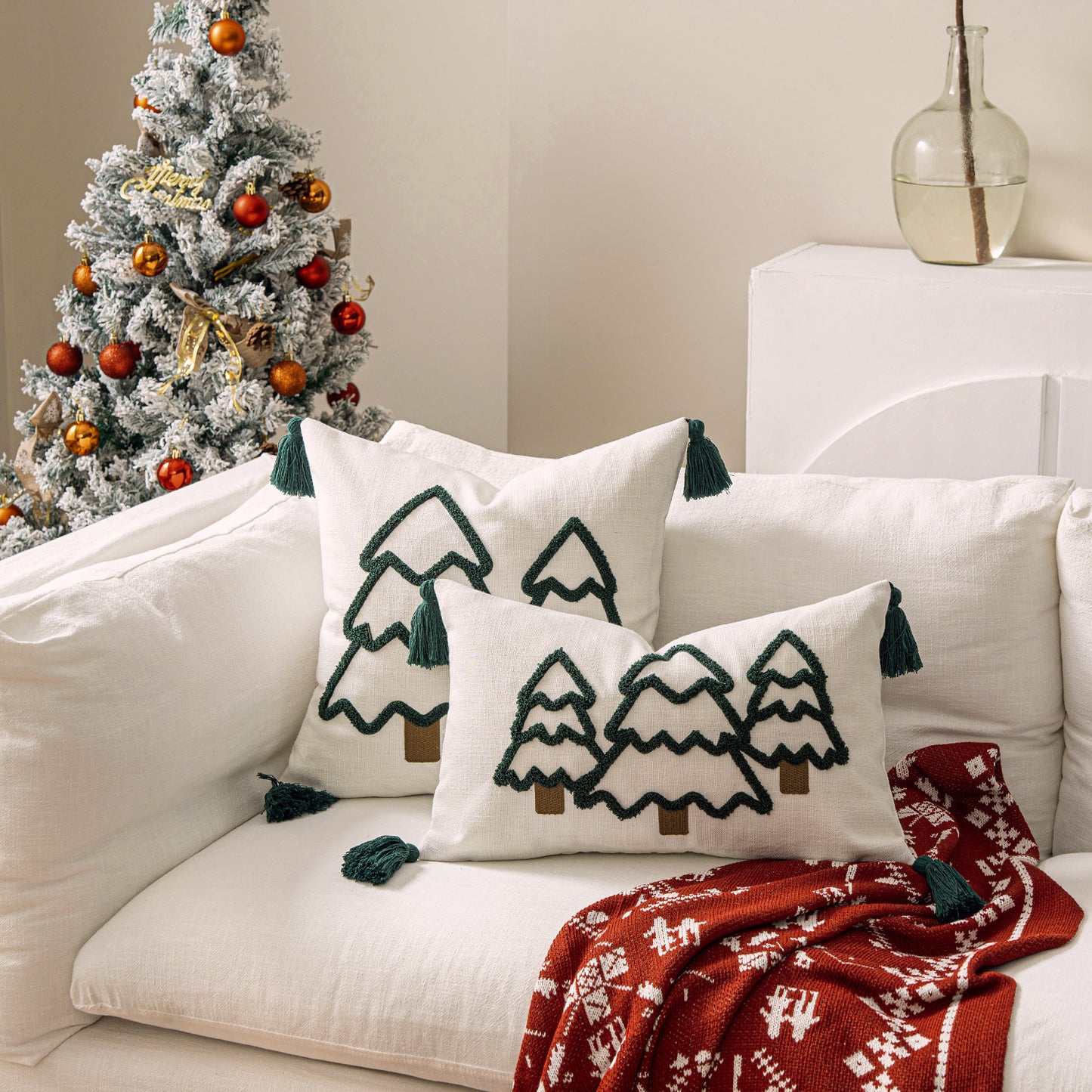  Christmas Embroidery Pillow Case 