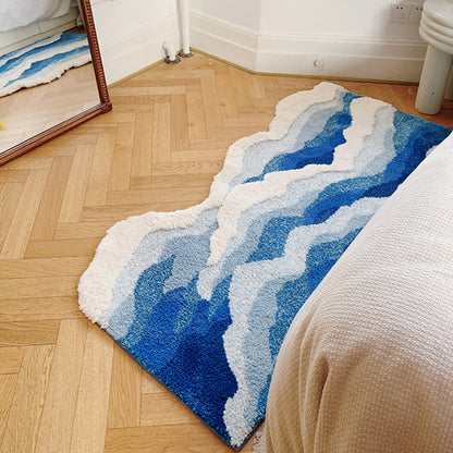 Blue Ocean Wave Room Rug - patchandbagel