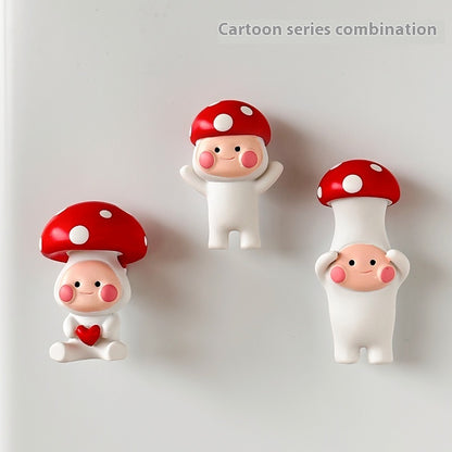  3D Cute Creative Red Mushroom Cartoon Refridgerator Magnets 