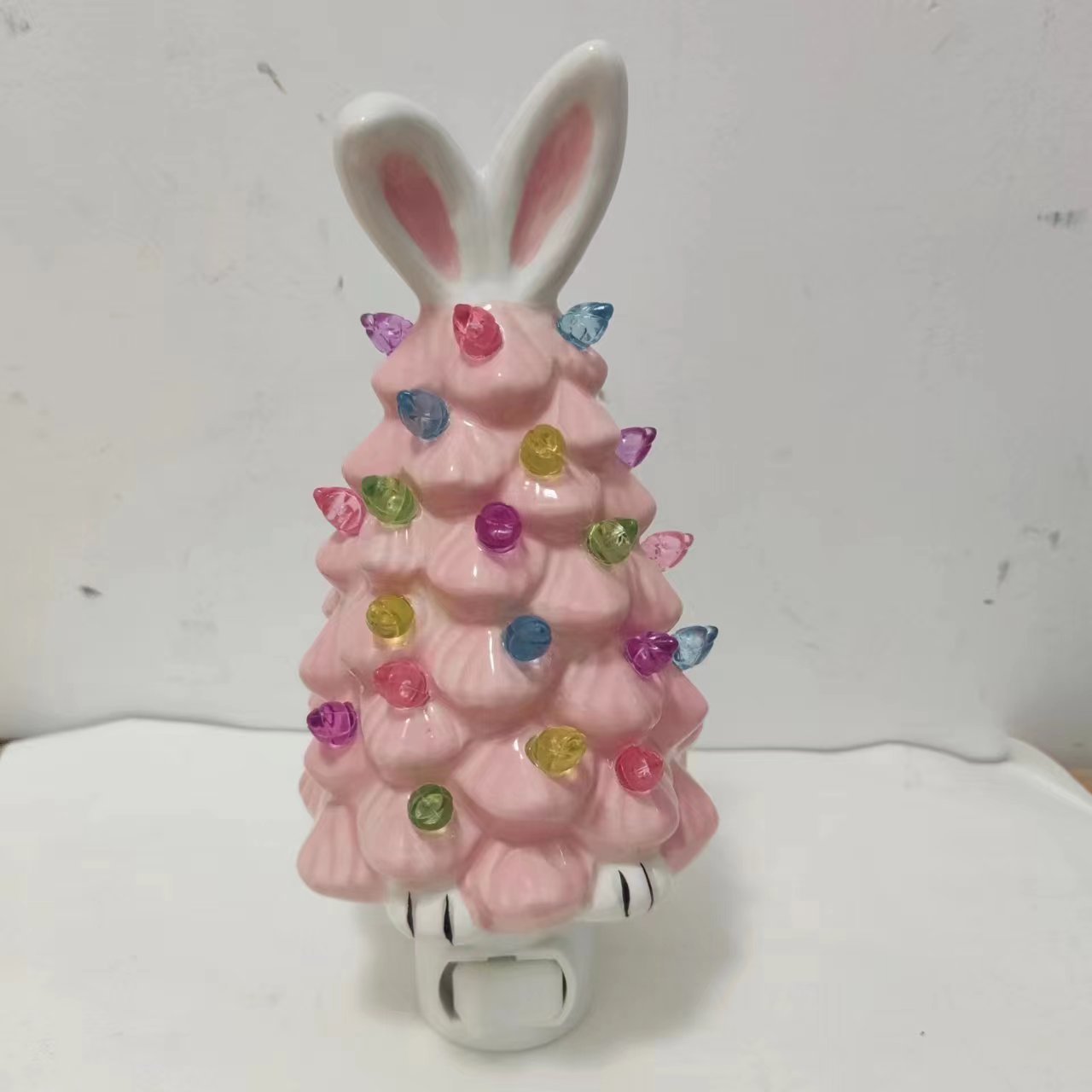  Easter Bunny Shape Ceramic Tree Decorations Spring Easter Bunny Glow Ornaments Easter Bunny Tree 