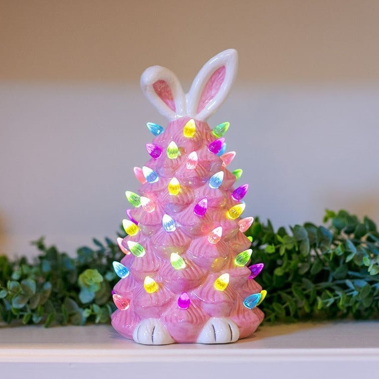  Easter Bunny Shape Ceramic Tree Decorations Spring Easter Bunny Glow Ornaments Easter Bunny Tree 