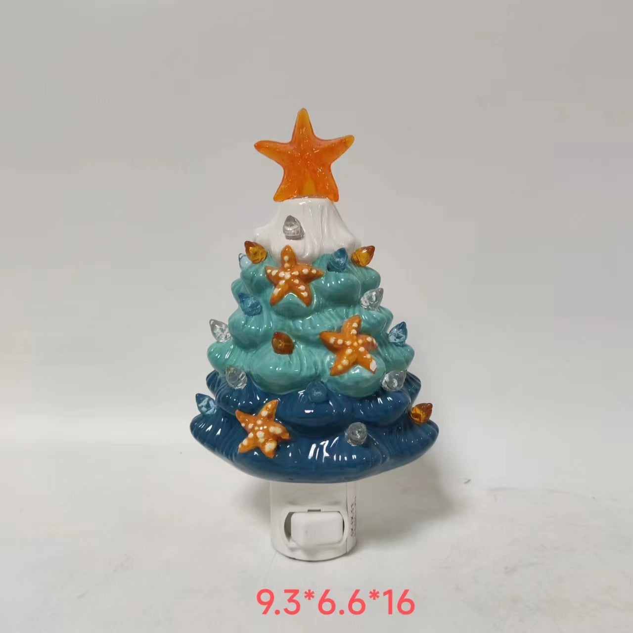  Ceramic Starfish Decorative Luminous Tree LED Desktop Crafts Marine Biological Ceramic Tree Bedside Small Night Lamp 