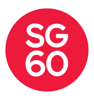 Red circle with 'SG 60' in white on a white background