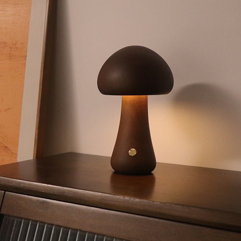  Wood Carved Mushroom Light 