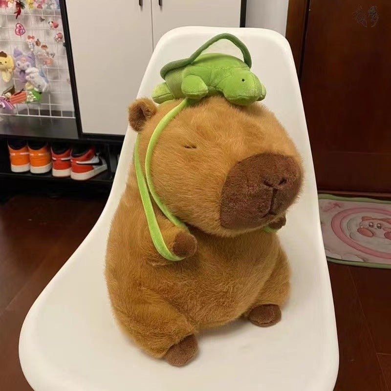 Capybara with Turtle Backpack Doll Plushie - patchandbagel