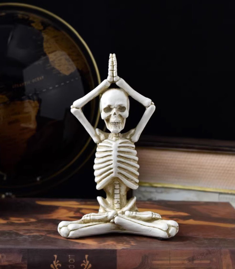 Halloween Skeleton in Yoga Pose Decor - patchandbagel
