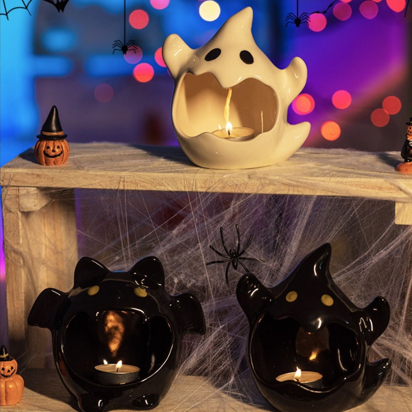 Halloween Themed Candle Holders - Cute Ghost - patchandbagel