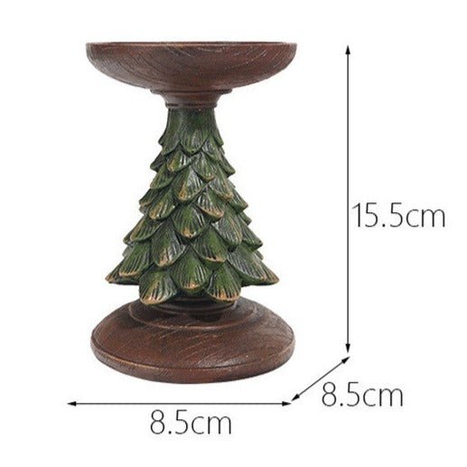 Resin Wooden Christmas Tree Candle Holder - patchandbagel