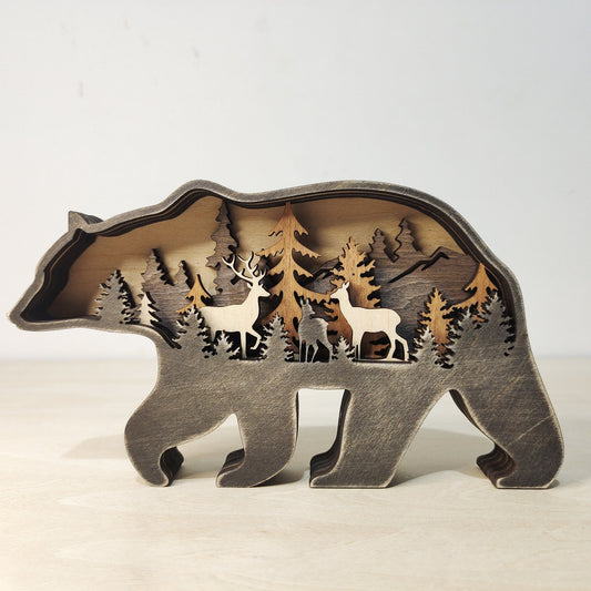  Light Up Wooden Animal Carving Ornament 